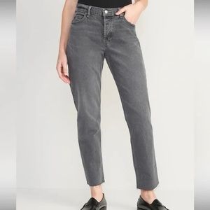 NWT Old Navy High Rise Slouchy Straight Black Jeans Sz 4 Cotton Blend